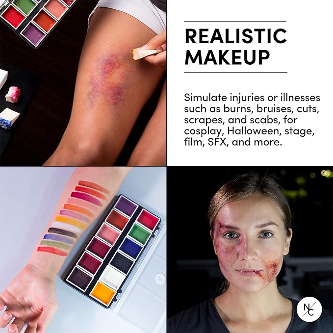 FX Alcohol-Activated Palette, Activator, and Remover Kit, Professional SFX Makeup Set Multicolor