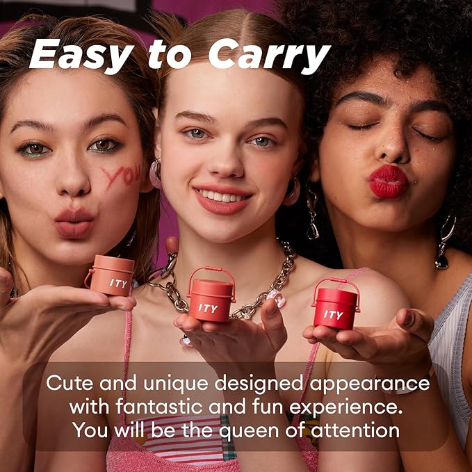 ITY Velvet Matte Finish Lip Stain-Mousse Textured Pudding Pot Lip Clay, Red Shade, Dual-Use as Lipstick and Blush, Conceals Lip Lines, Rich Pigment, 0.21 oz (6g) in Red Velvet