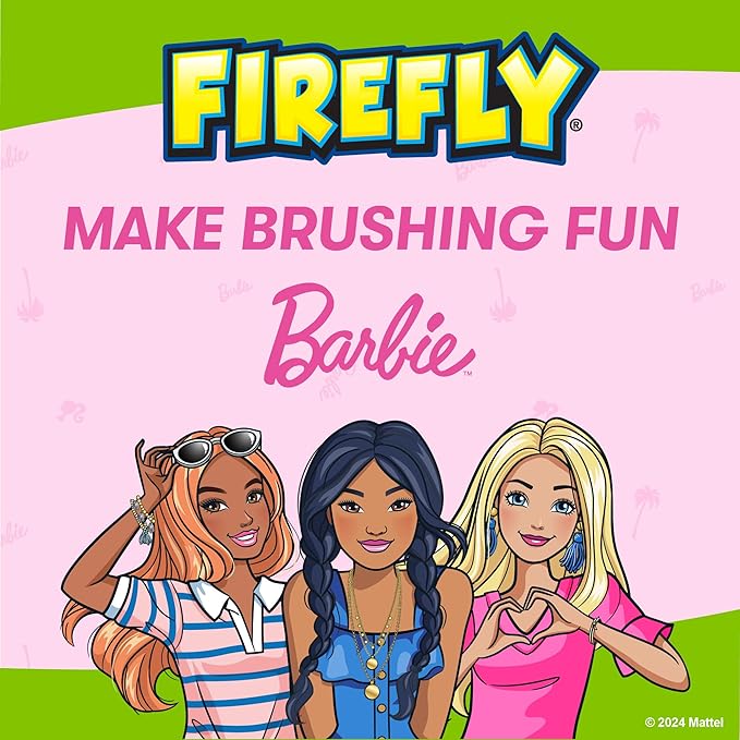 Firefly Barbie Toothbrush Value Pack, Soft Bristle Toothbrush for Kids 3+, 3 Ct