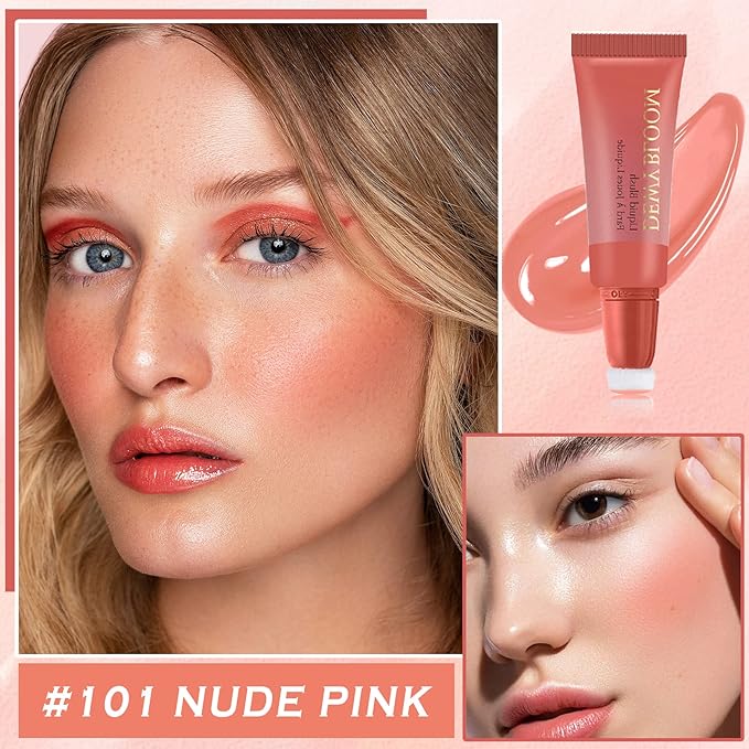 CAHIUYOA Blush Wand Liquid Cream Blush Makeup Stick Nude Pink
