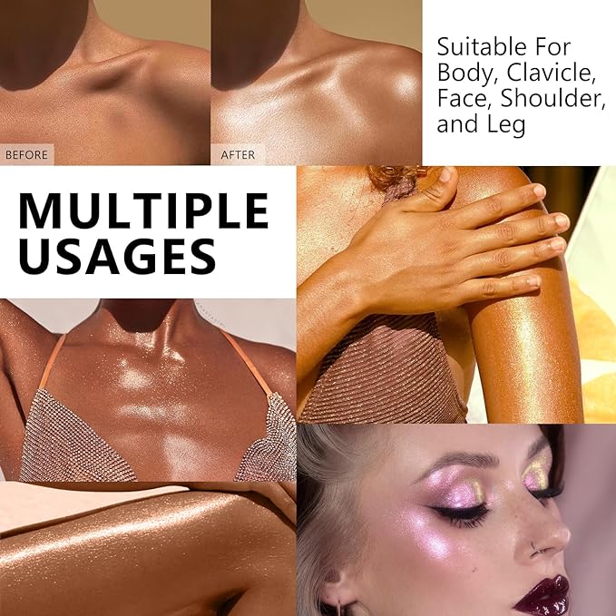 Body Shimmer Oil,Liquid Glow Illuminator Body Luminizer Glow Fl Oz#103