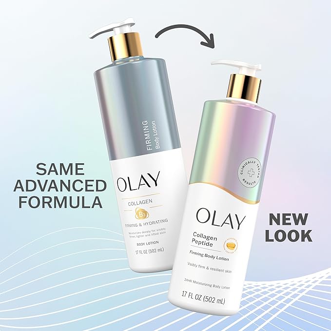 Olay Body Lotion for Women, Firming with Collagen Peptides Serum, Visibly Firmer Skin, 24hr Moisture & Hydration, Fast Absorbing Formula, Vitamin B3 Complex, For All Skin Types, 17 fl oz