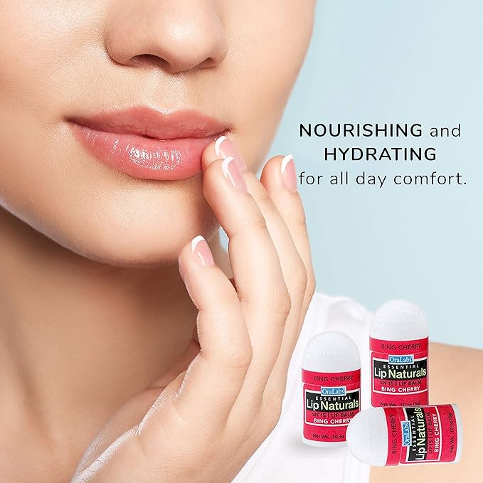 Lip Naturals® | Mini Cherry Lip Balm with Sunscreen (SPF-15) | Made in USA with Beeswax & Coconut Oil | 12-Count Mini Lip Balm Pack with Bing Cherry Flavor (0.10oz/3g Each)