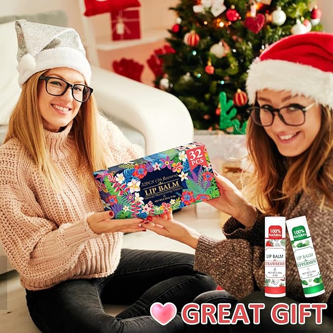 32 Pack Lip Balm, Natural Lip