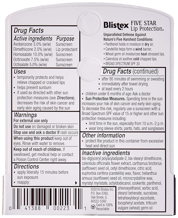 Blistex Five Star Lip Protection, SPF