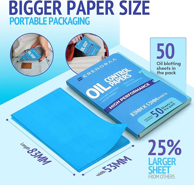 Oil Blotting Sheets for Face - Portable 1x50