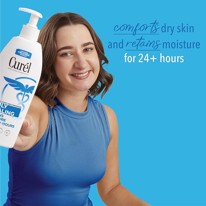 Curel Daily Healing Body Lotion for Dry Skin, Dermatologist Recommended Hydrating Body Lotion with Advanced Ceramides Complex, 20 Oz