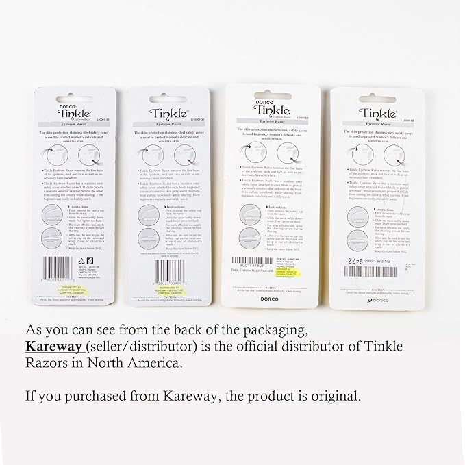 Tinkle Dermaplaning Tool 6ct, Dermaplane Razor for Women, Safe and Easy Peach Fuzz Remover, Eyebrow Trimmer with Protective Cover (2 Packs of 3)