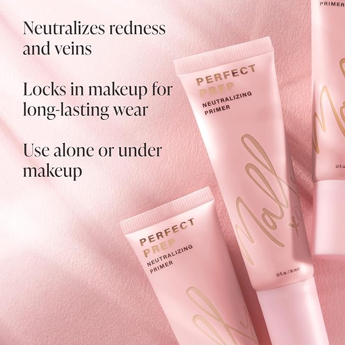 Mally Perfect Prep Neutralizing Tinted Face Primer Deep- 1 Fl Oz - Color-correcting Primer Makeup with Hyaluronic Acid - Long-Wear Foundation Face Primer
