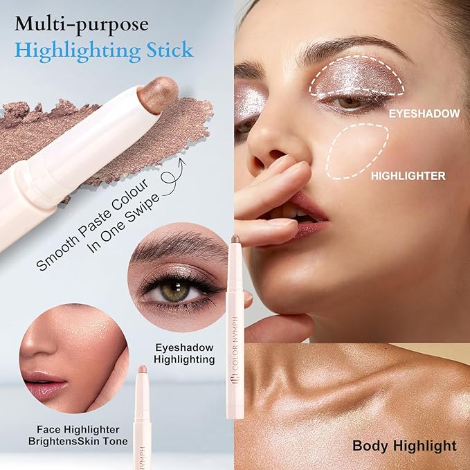 Color Nymph Makeup Kit for Girls Beginner Makeup Gift Set with Portable Bag Include 2 Color Lip Gloss, Eyeshadow Pen, Blush & Contouring, Highlight, Mascara, Eyebrow Pencil