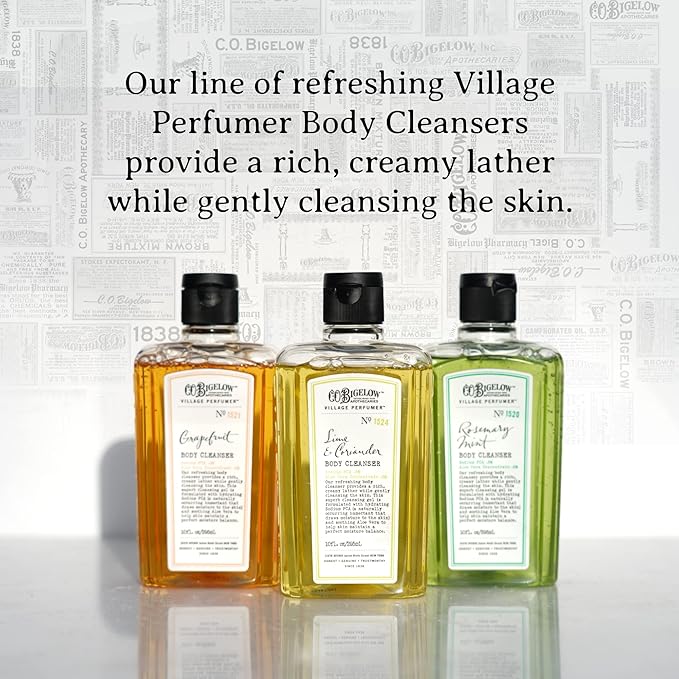 C.O. Bigelow Lime Coriander Body Cleanser, Village Perfumer Moisturizing Body Wash for Men & Women with Aloe Vera, Sodium PCA, and Glycerin, 10 fl oz