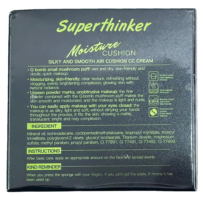 Air Cushion CC Cream Mushroom Head Cushion Foundation, BB Cream Face Makeup for Mature Skin Moisturizing Concealer Brighten Long-Lasting, Even Skin Tone for All Skin Types (Buff Beige)