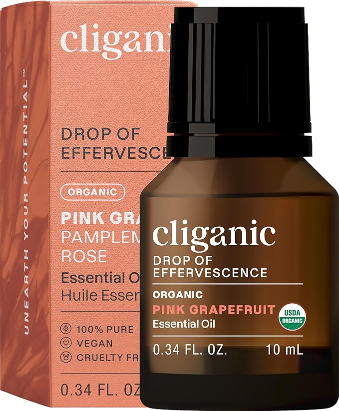 Cliganic Organic Pink Grapefruit Essential Oil, 100% Pure Natural, for Aromatherapy | Non-GMO Verified (Packaging May Vary)