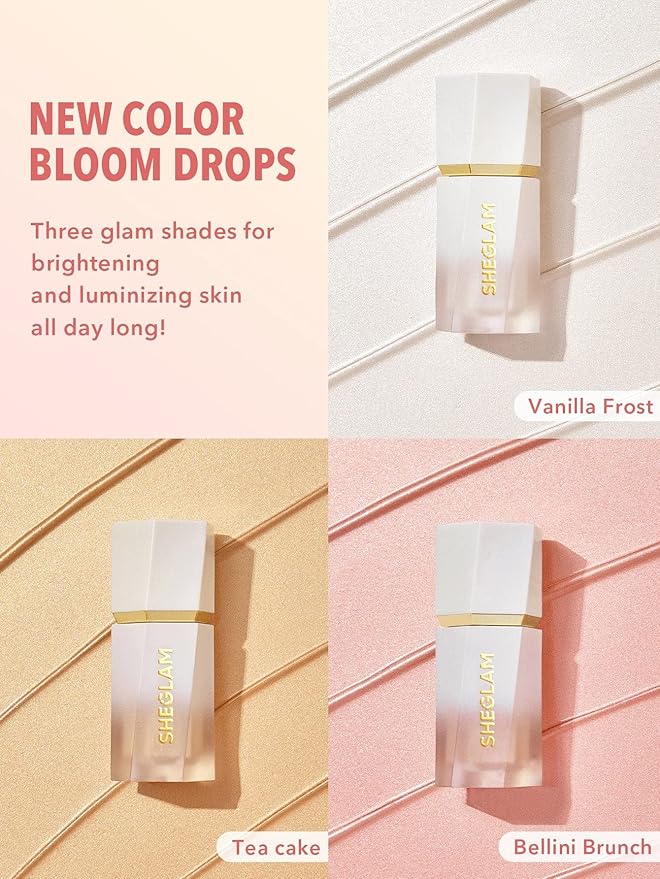 SHEGLAM Glow Bloom Liquid Waterproof Highlighter Long Lasting Cream Highlighter with Shimmer Dewy Finish - Bellini Brunch