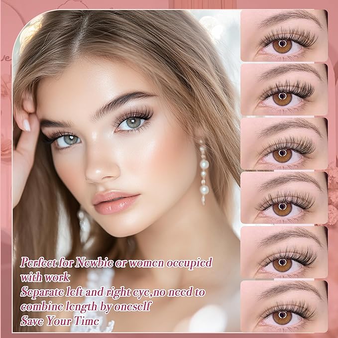 Lash Clusters - Dark Brown Lashes 360PCS Natural Wispy Fluffy Eyelash Clusters 8-16 MM Eyelash Extensions D Curl Faux Mink Lash Extensions DIY at Home