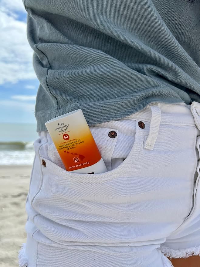 SPF 50 Mineral Sunscreen Stick with Rose Hips Oil, Cruelty Free and Reef Safe, Vegan Blend for Face and Body, Made in USA