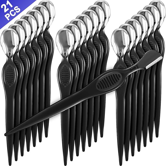 Mudder 21 Pcs Eyebrow Razor Eyebrow Shaver Facial Razor Multipurpose Face Trimmers with Precision Cover for Women Makeup Care Tools(Black)