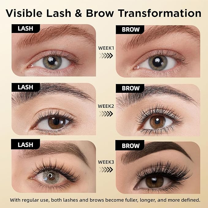 Eyelash & Eyebrow Growth Serum – 15 Plant Extracts for Longer, Denser & Fuller Lashes & Brows, Boosts Natural Hair Development,eyelash serum,Hypoallergenic Oil-Free,lash growth serum (PURE GOLD)
