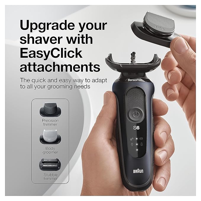 Braun Series 6 6046cs Electric Razor for Men, Wet & Dry, Electric Razor, Rechargeable, Cordless Foil Shaver with Charging Stand, Travel Case and Precision Trimmer, Black
