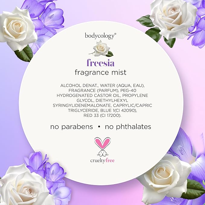 Bodycology Long-Lasting Fragrance Body Mist, Freesia, 8 fl oz