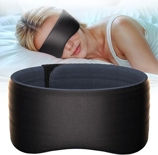 Sleep Mask, Eye Mask for Sleeping, Upgrade Ultra-Soft Blackout Eye Cover for Women Men, Wider Adjustable Strap for Side Sleeper, Travel, Nap, Yoga, Relief Eye, Black