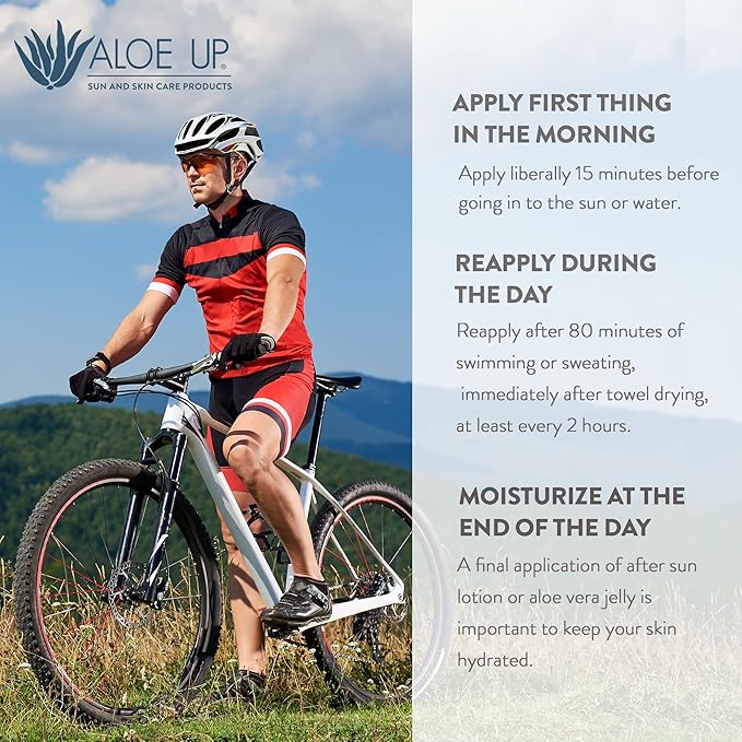 Aloe Up Sport Sunscreen Lotion SPF 30 - Broad Spectrum UVA/UVB Sunscreen Protector for Face and Body - With Hydrating Aloe Vera Gel - Non-Greasy - No White Cast - Reef Safe - Fragrance-Free - 3 Oz.