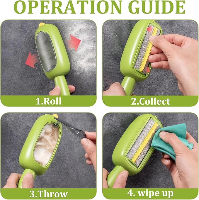 Reusable Lint Roller, Portable Lint Brush, Pet Hair Remover, Super Sticky and Washable, for Clothes, Furniture, Dog & Cat Hair(Green)