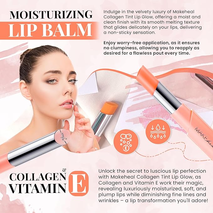 Collagen Tint Lip Balm, Hydrating Nourishing Smooth Lips, Lip Balm Infused with Collagen & Vitamin E, Vibrant Natural Lip Tint Color, From the Makers of Mediheal, Korean Beauty (Coral)