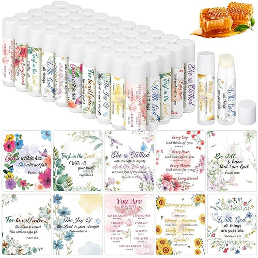 50 Pack Lip Balm Religious Floral