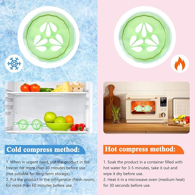 12 Pcs Cucumber Eye Pads Gel Eye Masks Cooling Heating Eye Pads Spa Party Favors Sleepover Party Slumber Party Supplies