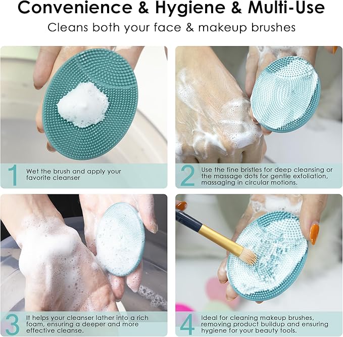 4 Pack INNERNEED Silicone Face Scrubber for Deep Cleansing and Exfoliation – Soft Facial Cleansing Brush, Gentle for All Skin Types, Blackhead Remover, Portable