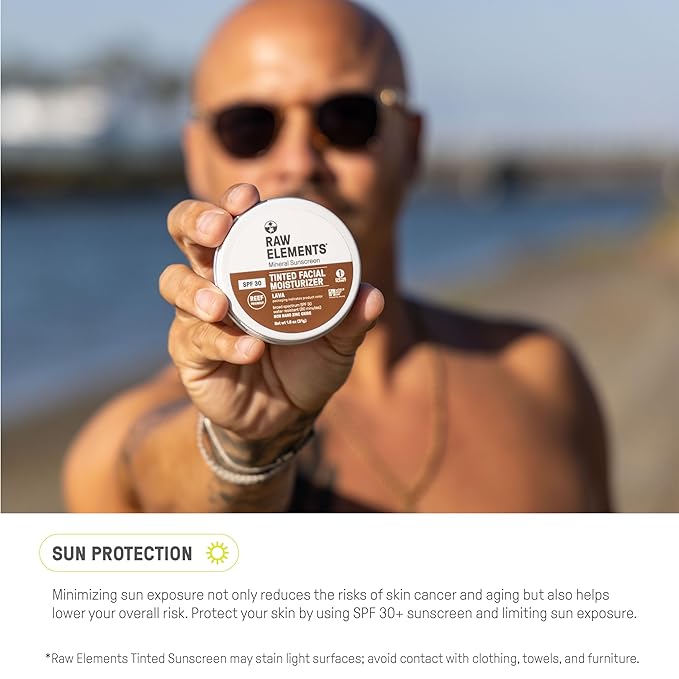 Raw Element Ultra-Moisturizing Tinted Face Cream, Non Toxic Mineral Face Sunscreen, Daily Tinted Moisturizer, Non-Nano Zinc Oxide, Reef Friendly, All Ages, SPF 30, 1.8 oz, Lava, Pack of 2
