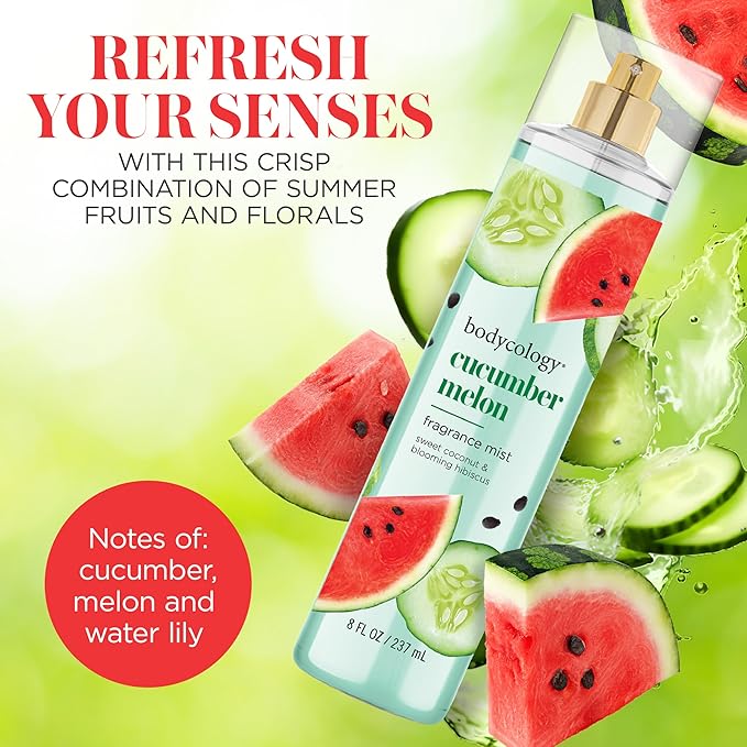 Bodycology Long-Lasting Fragrance Body Mist, Cucumber Melon, 8 fl oz