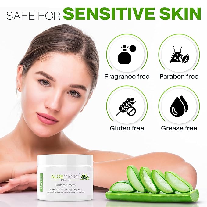 Organic Aloe Vera Lotion - Face & Body Moisturizing Cream with Natural Aloe Vera, Vitamin E Oil, Vitamin C, Retinol Cream, Shea Butter – Anti Aging Face Moisturizer for Women, Dry Skin (4 oz)