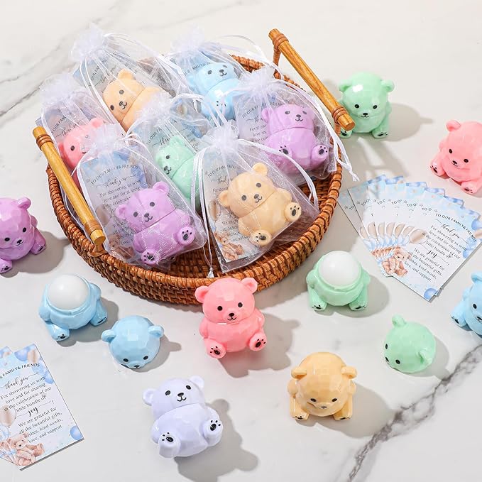 24 Sets Baby Shower Bear Lip Supplies