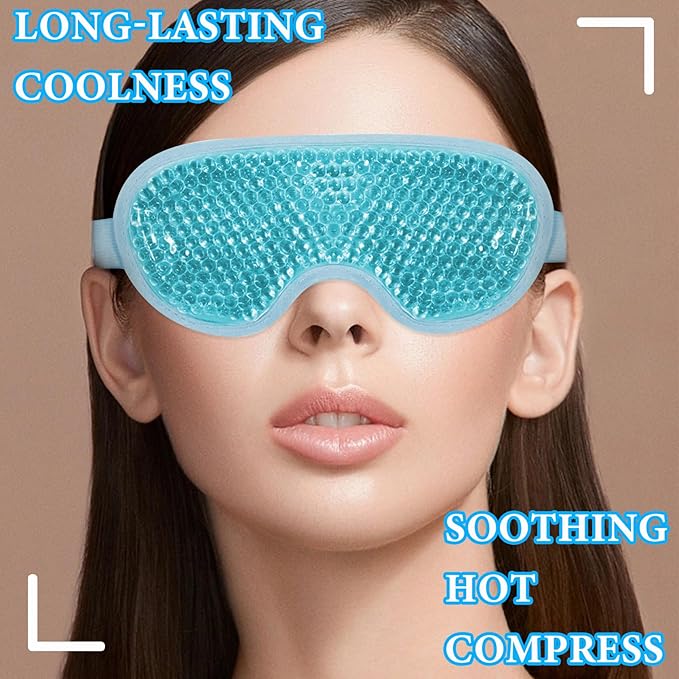 Cold Face Eye Mask Ice Pack for Dark Circles,Eye SPA,Pressure,Cooling Face Masks for Women Sleeping,Skin Care Gel Beads Hot Cold Use Ice Facial Mask