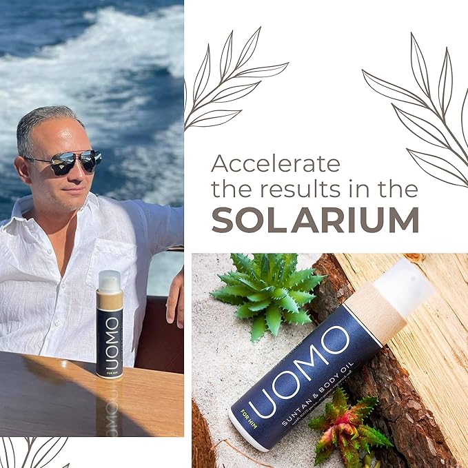 COCOSOLIS UOMO Tanning Accelerator for Men - Organic Tanning Oil with Vitamin E & Black Coconut Scent for a Fast Intensive Tan - Tanning Enhancer for a Rich Chocolate Tan (110)