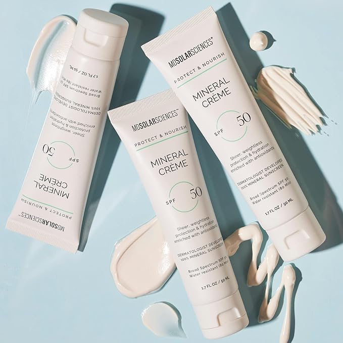 MDSolarSciences Face and Body Sunscreen, SPF 50, Mineral Sunscreen for Kids and Adults, Water-Resistant Up to 80 Minutes, Broad Spectrum UV Protection, 3.4 Fl Oz