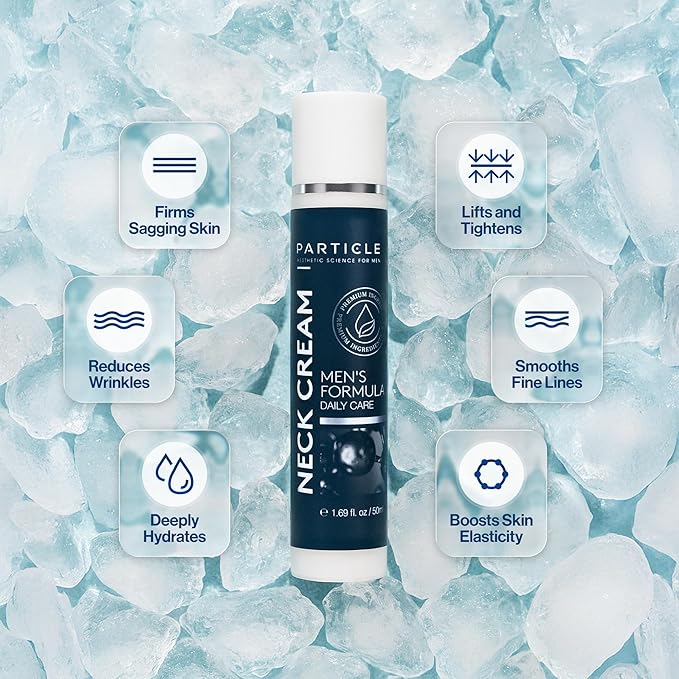 Particle Neck Cream for Men - Firming Cream, Lift and Moisturize The | Use on Saggy Skin or Turkey Anti Aging Triple Action with Collagen, Hyaluronic Acid, Retinol, 1 pack, 1.7 Fl Oz