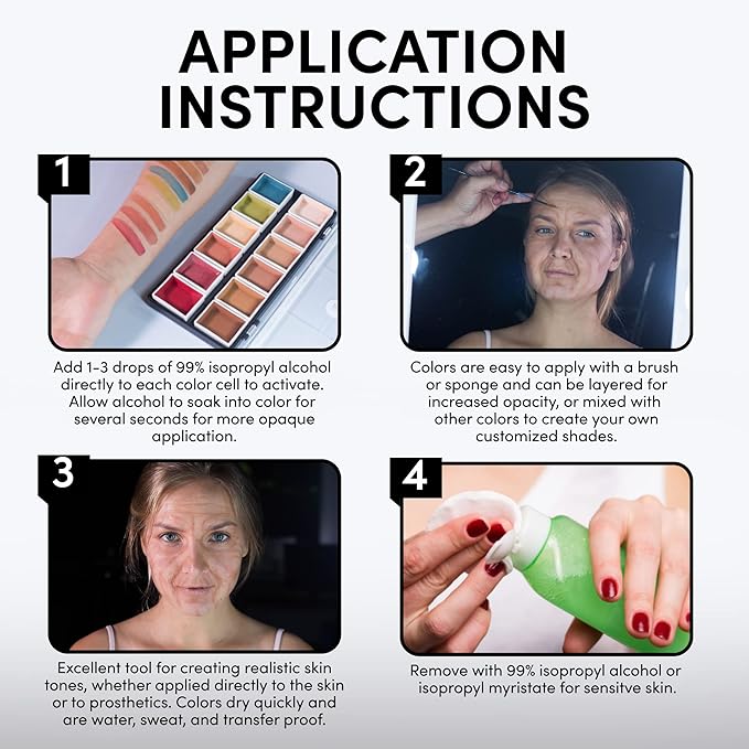 12-Color Flesh Tone Alcohol-Activated Palette, Tattoo Cover, Highly