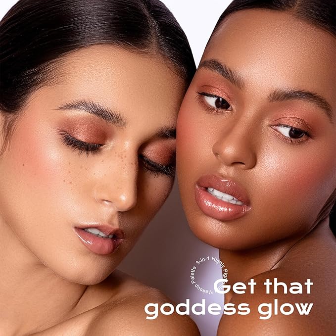 Color Nymph 3 Colors Contour Blush Highlighter Makeup Palette | 3-IN-1 Multi-Colored Shimmer & Matte Long-Lasting Travel-Friendly Make up Kit, Includes Brush & Mirror | Stacked Makeup Design (Purple)