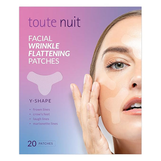 Toute Nuit Wrinkle Patches – Y Shape – Face Tape for Forehead, Between the Eyes & Around Mouth – Hypoallergenic Anti Wrinkle Patches – 20 Count, Made in USA