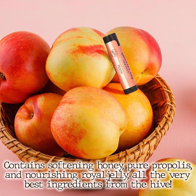 Savannah Bee Lip Balm Hanger 0.15 oz - Invigorating Mint Flavor - Natural Ingredients for Supple, Soft Lips - Convenient Hanger Design (.15 Oz, Peach)