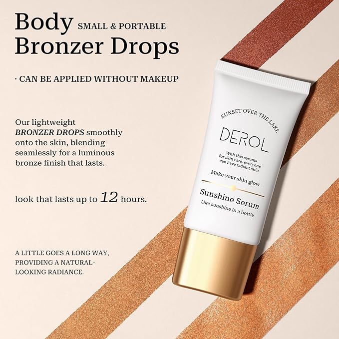 Bronzing Drops, Lightweight Non-greasy Liquid Bronzer for Face & Body, Glow Bronzing Serum for Flawless Skin & Radiant Finish (DEEP BRONZE)