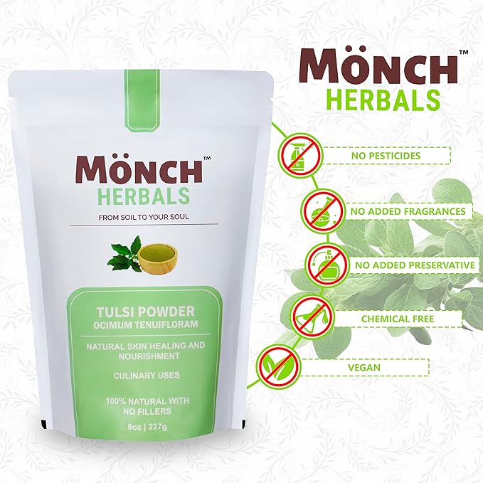 Tulsi Powder for Skin and Hair Care - Holy Basil Pure & 100% Natural Ayurvedic Leaves, 227g