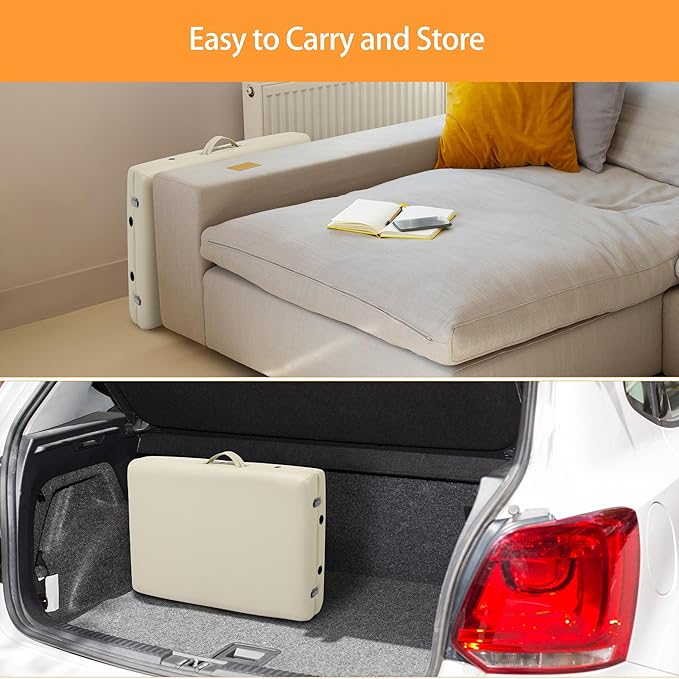 Yaheetech Massage Table Lash Bed Portable Massage Spa Bed Beauty Tattoo Table Adjustable for Eyelash Tech Physical Therapy Couch, Cream