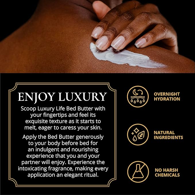 LUXURY LIFE Bed Butter - Irresistibly Fragranced Mood-Enticing Butter Infused with Hyaluronic Acid. Extra Rich Calming Nighttime Moisturizer for Sensual Stimulating Experience (Island Passion, 8 oz)