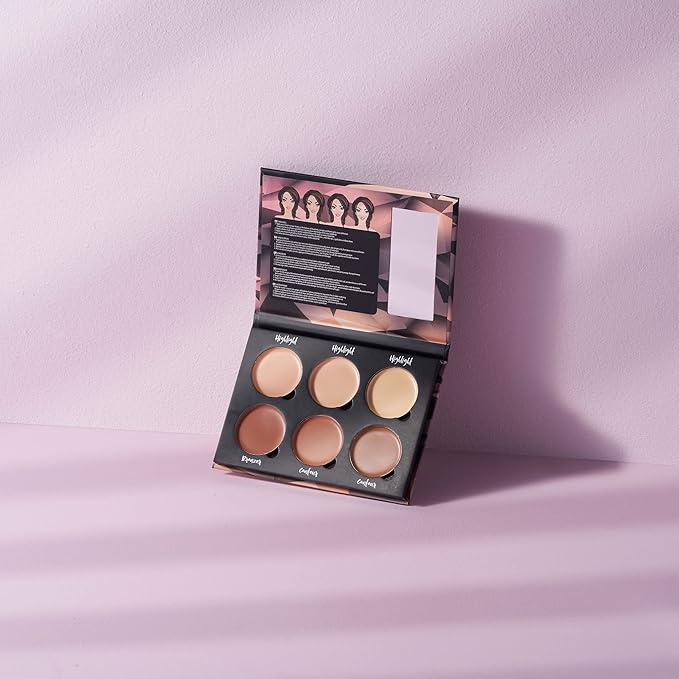 W7 Lift & Sculpt Cream Contour Kit - Concealing, Highlighting & Contouring Makeup Palette - Step-by-Step Instructions Included