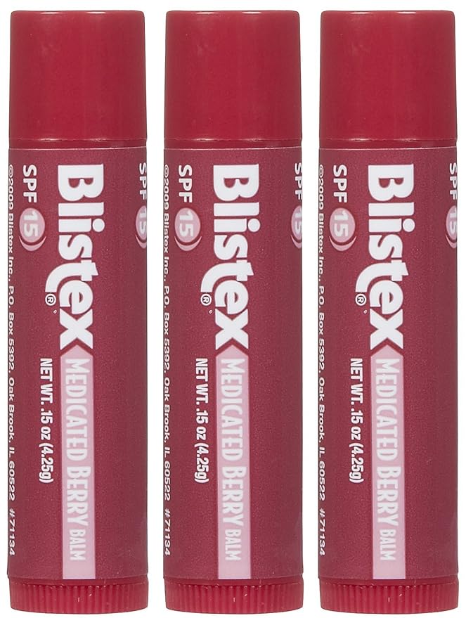 Blistex Medicated Berry Lip Balm, 3 pack