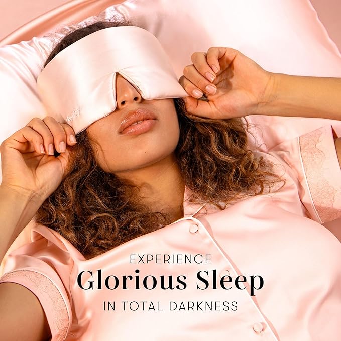 DROWSY Silk Sleep Mask. Face-Hugging, Padded Silk Cocoon for Luxury Sleep in Total Darkness. (Sunset Pink)